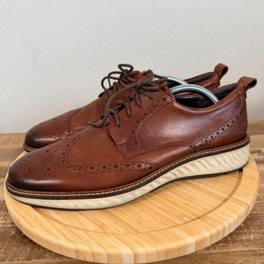 ECCO ST.1 Hybrid Wingtip Brogue Oxford Shoes Mens 10-10.5 EU 44 Brown Leather
